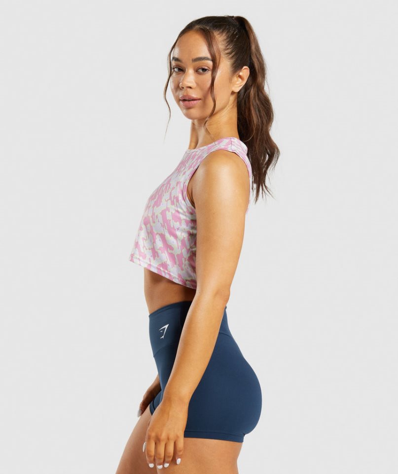 Podkoszulki Gymshark Treningowe Crop Damskie Różowe | PL 705BXD